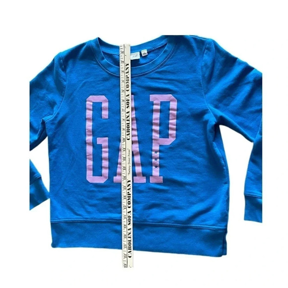 GAP Blue with Pink Logo Long Sleeve Soft Cozy Sweatshirt Women’s Small - Picture 5 of 7